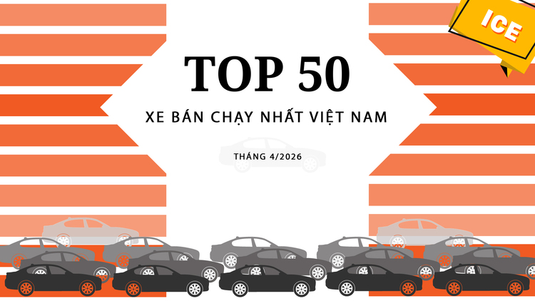 [Infographic] Top 50 xe ICE bán chạy tháng 4/2026: Xe Nhật áp đảo top 10, xe Hàn chen chân được hạng 9